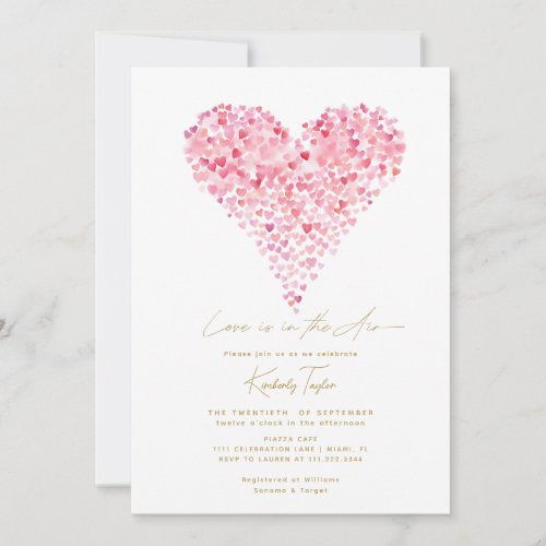 Love is in the Air Pink Heart Bridal Shower Invitation