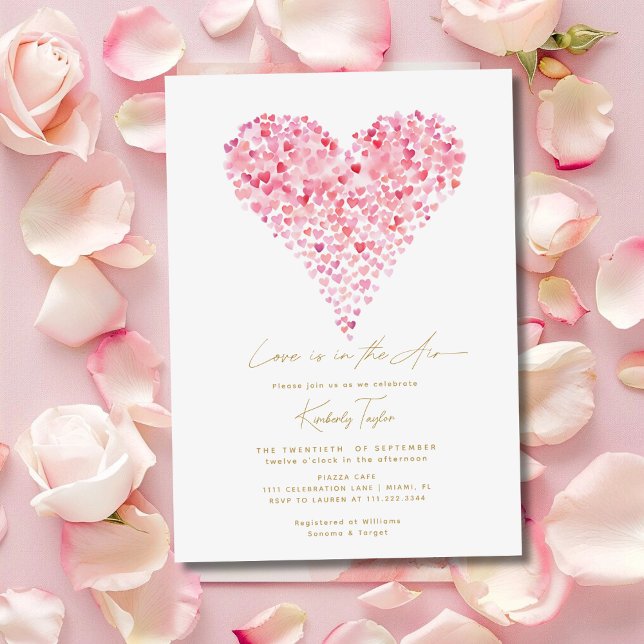 Love is in the Air Pink Heart Bridal Shower Invitation (Creator Uploaded)