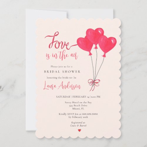 Love is in the Air Pink  Red Bridal Shower Invitation