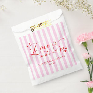Love Is In The Air Pink Red Hearts Bridal Shower Favor Bag