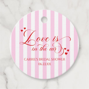 Love Is In The Air Pink Red Hearts Bridal Shower Favor Tags
