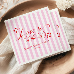 Love Is In The Air Pink Red Hearts Bridal Shower Napkins