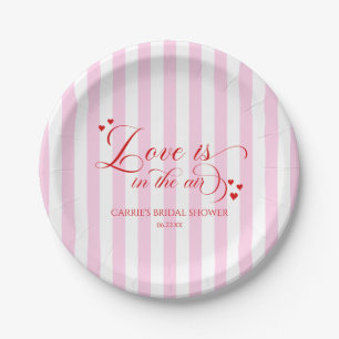 Love Is In The Air Pink Red Hearts Bridal Shower Paper Plates