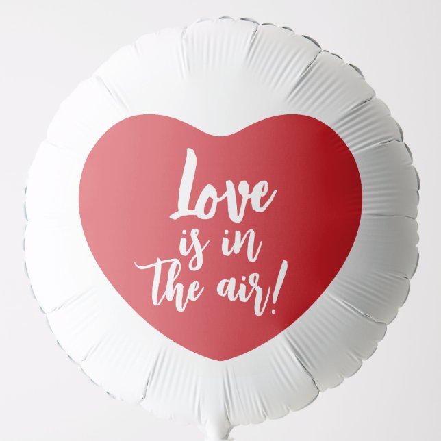 Love is in the air red heart modern script cute balloon (Front)