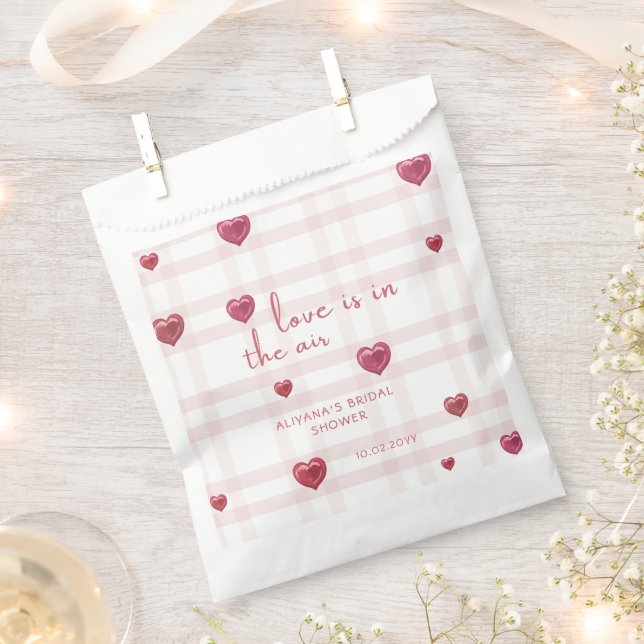 Love Is In The Air Red Hearts Bridal Shower  Favor Bag (Clipped)