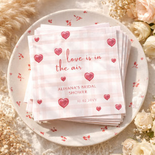 Love Is In The Air Red Hearts Bridal Shower Napkins