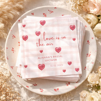 Love Is In The Air Red Hearts Bridal Shower  Napkins