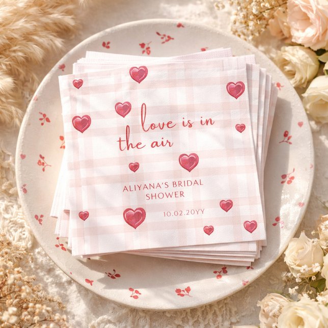 Love Is In The Air Red Hearts Bridal Shower  Napkins (Creator Uploaded)