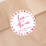 Love Is In The Air Red Pink Hearts Bridal Shower Classic Round Sticker<br><div class="desc">This is a Love Is In The Air Red Pink Hearts Bridal Shower Party Favor Stickers!</div>