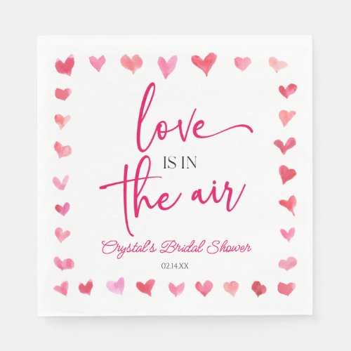 Love Is In The Air Red Pink Hearts Bridal Shower Napkins