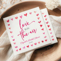 Love Is In The Air Red Pink Hearts Bridal Shower Napkins