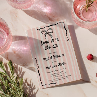 Love Is in the Air Retro Pink Quirky Bridal Shower Invitation