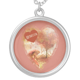 Love is in the Air - Romantic Fantasy Art Silver Plated Necklace