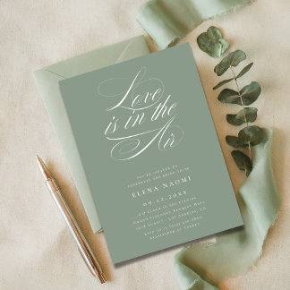 Love is in the Air Sage Green Budget Bridal Shower Invitation