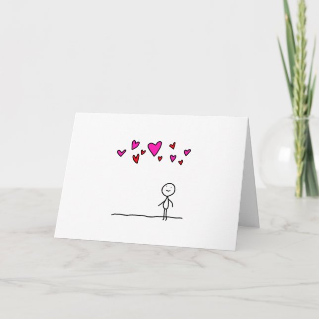 Love is in the Air Stick Cartoon Holiday Card (Front)