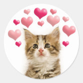 Pink And White Silhouette Of Two Cats In Love Square Sticker