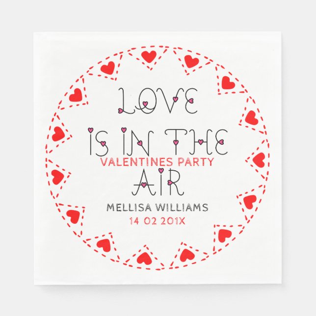 Love Is In The Air Typography Design Paper Napkins (Front)