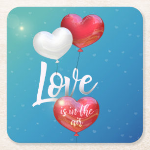 Love Is In The Air Valentine Balloon Paper Coaster