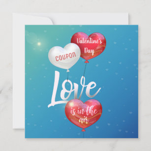 Love Is In The Air Valentine Balloons Coupon Holiday Card