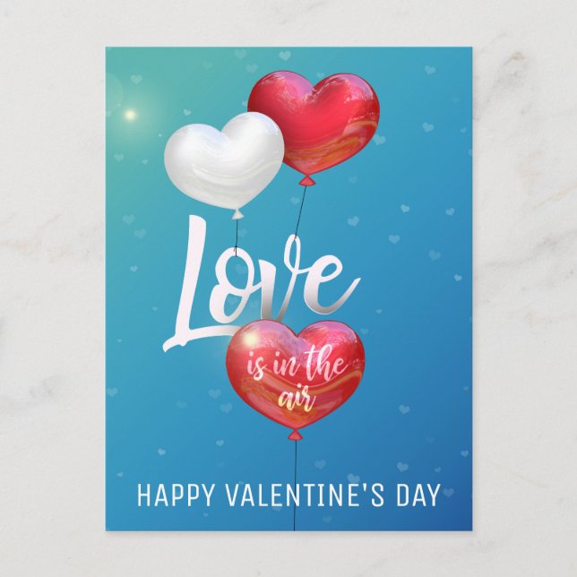 Love Is In The Air Valentine Balloons Holiday Postcard (Front)