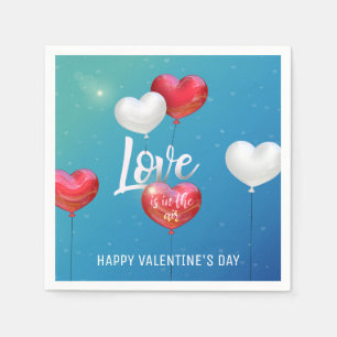 Love Is In The Air Valentine Balloons Paper Napkin