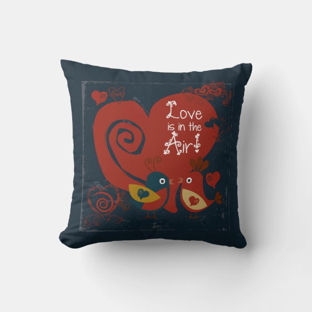 Love is in the Air Valentine Birds Pillow (Front)