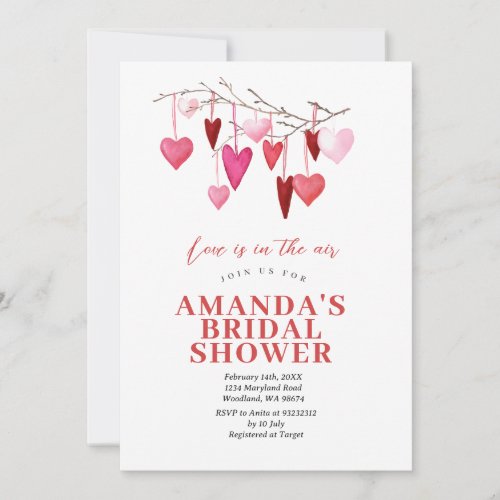 Love is in the air Valentine Bridal Shower Invitation