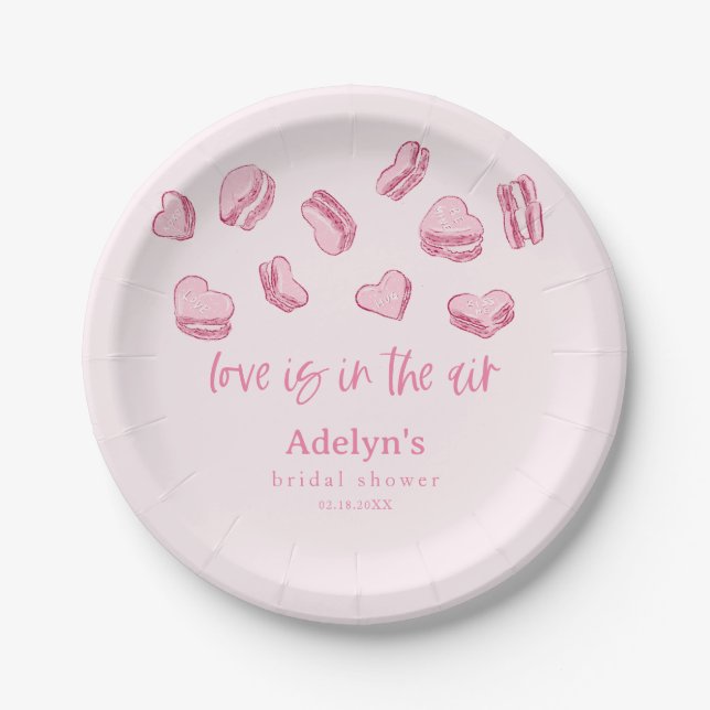 Love Is In The Air Valentine Bridal Shower Paper Plates (Front)
