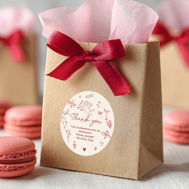 Love is in the Air Valentine Bridal Shower Thank Classic Round Sticker (Love is in the Air Valentine Bridal Shower Thank Classic Round Sticker)