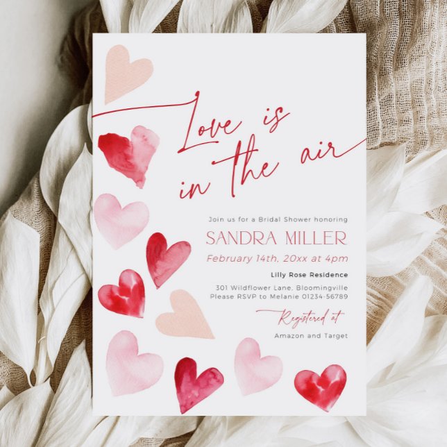 Love is in the Air Valentine Hearts Bridal Shower Invitation (Creator Uploaded)