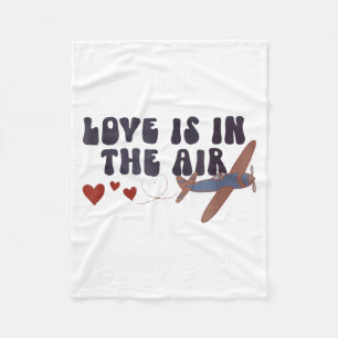Love Is In The Air Valentine’s Airplane Fleece Blanket