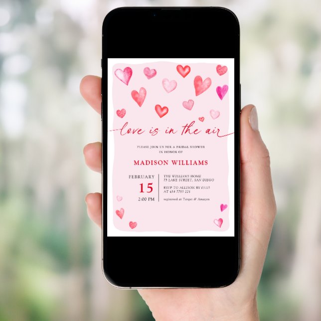 Love Is In The Air Valentine's Bridal Shower Invitation (Front Digital)