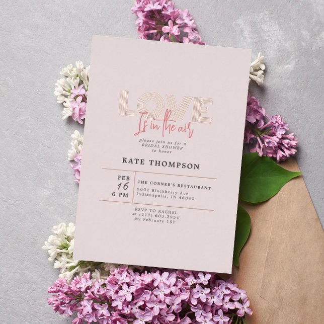 Love Is In The Air Valentine's Day Bridal Shower Foil Invitation (Creator Uploaded)