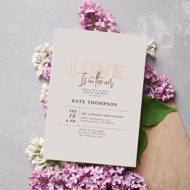 Love Is In The Air Valentine's Day Bridal Shower Foil Invitation (Creator Uploaded)