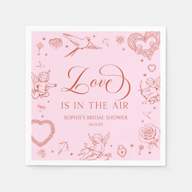 Love Is In The Air Valentine's Day Bridal Shower Napkins (Front)