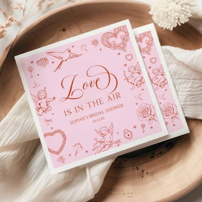 Love Is In The Air Valentine's Day Bridal Shower Napkins (Creator Uploaded)