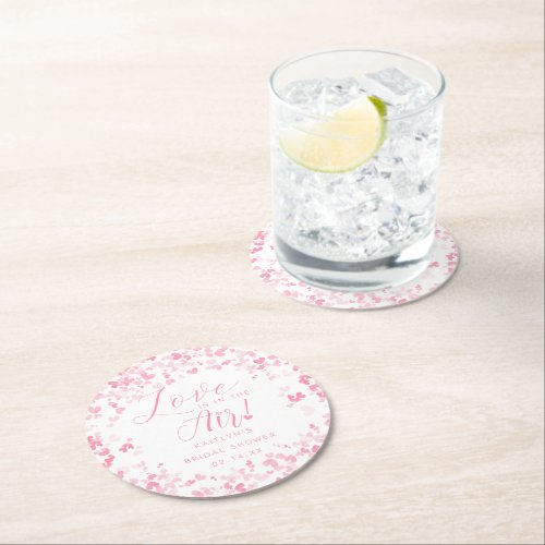 Love Is In The Air Valentines Day Bridal Shower Round Paper Coaster
