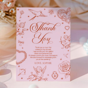 Love Is In The Air Valentine's Day Bridal Shower Thank You Card