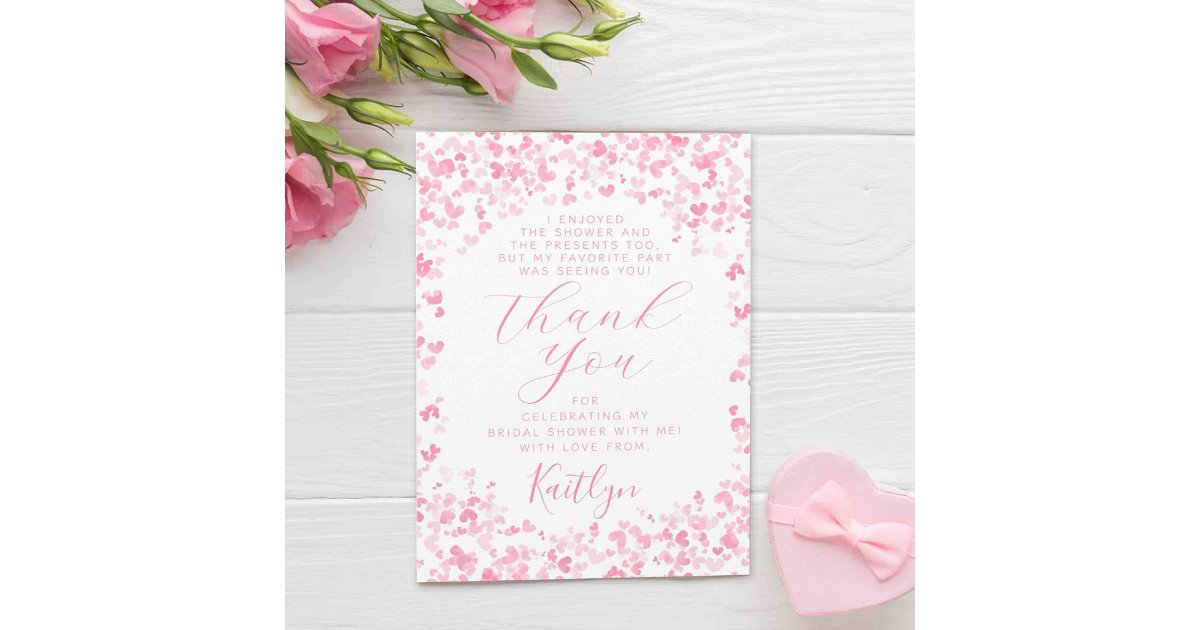 Love Is In The Air Valentine's Day Bridal Shower Thank You Card | Zazzle