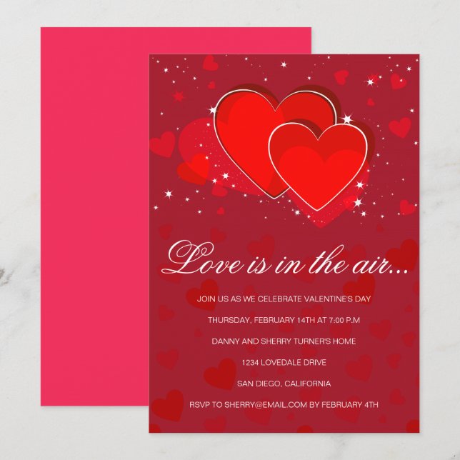 Love is in the air Valentine's Party Invitation (Front/Back)