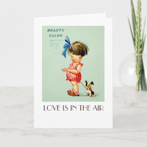 Love is in the Air Vintage Art Valentines Day  Holiday Card