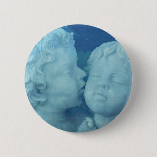 Love is in the Air, Vintage Stone Angels Kissing Pinback Button