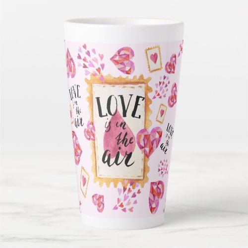 Love is in the AIR Watercolor Hearts Latte Mug