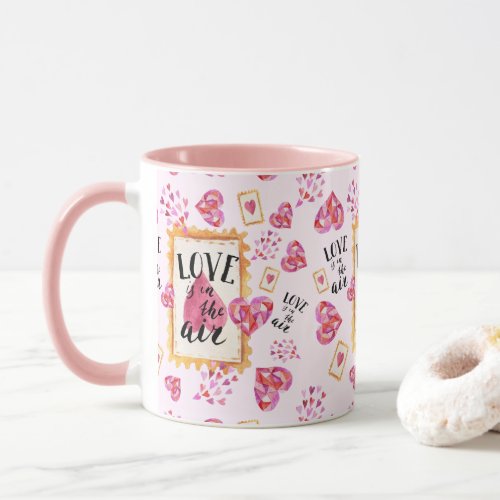 Love is in the AIR Watercolor Hearts   Mug
