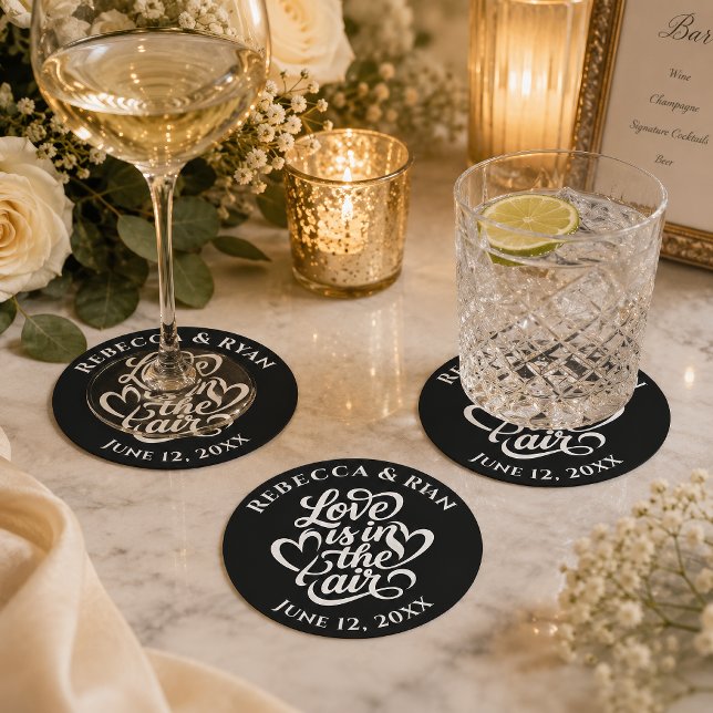 Love is in the Air Wedding Reception Round Paper Coaster (Creator Uploaded)