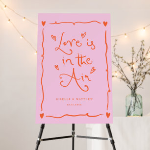 Love Is In The Air Whimsical Orange Pink Wedding Foam Board