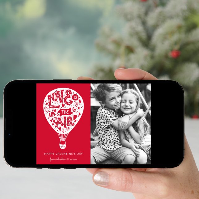 Love is in the Air | White | Valentine Photo Holiday Card (Front Digital)