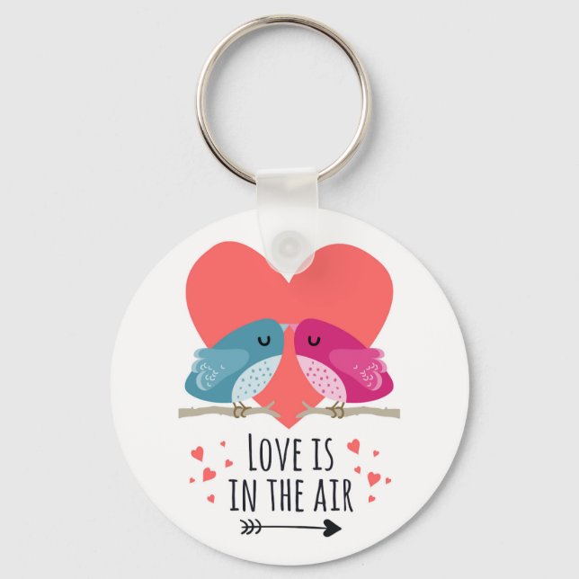 Love is in the air with cute cartoon birds in love keychain (Front)