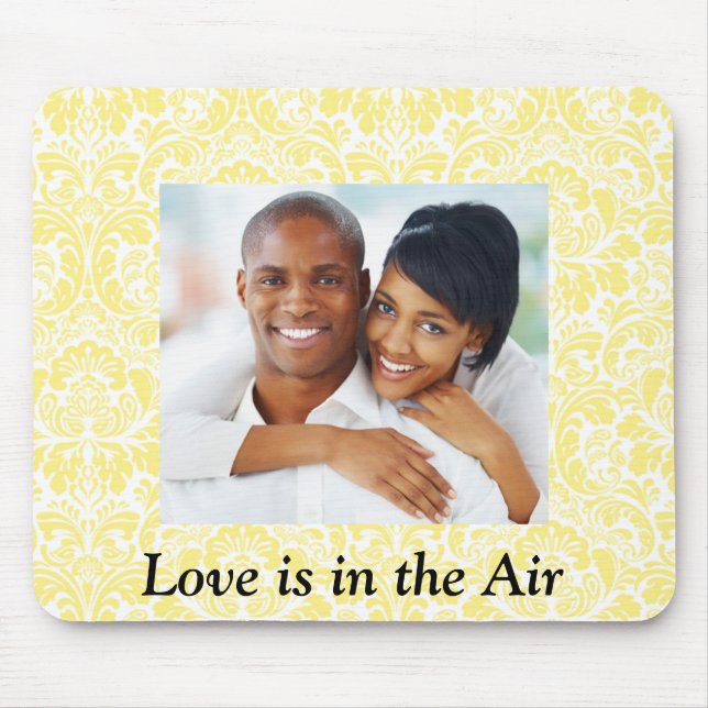 Love is in the Air yellow Damask Photo Mousepad (Front)