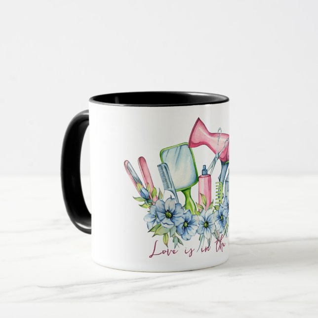 Love is in the Hair, Hair Stylist Mug (Front Left)